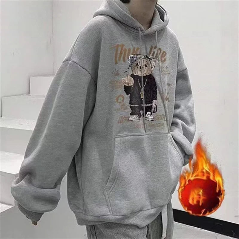 Autumn Funny Bear Graphic Hoodies Men 2024 New Hip Hop Fashion Hooded Sweatshirts Y2K Vintage Streetwear Pullover Hoody Clothes Street King Limited