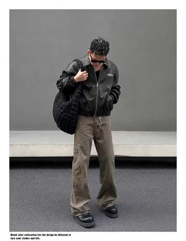 american high street retro men and women trendy straight work pants couple spring and autumn hip hop loose casual pants y2k unique default style 805