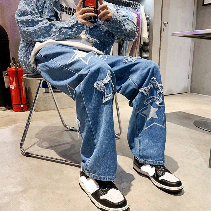 "Street Style" Unisex Men Women Streetwear Denim Jeans Daulet Apparel