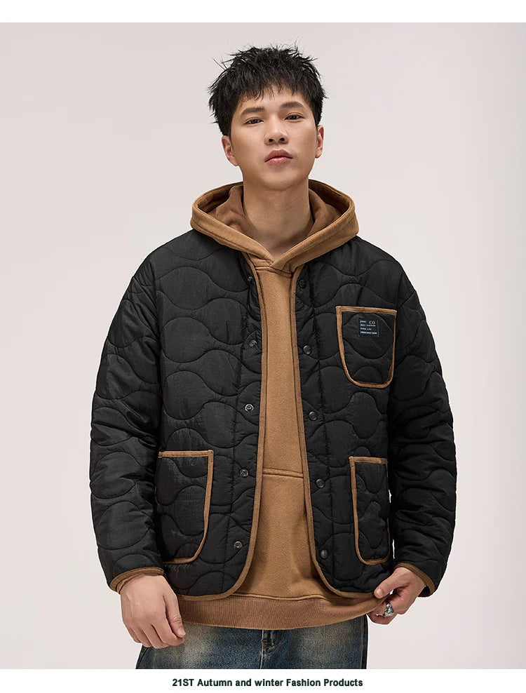 autumn winter quilted jacket men thick plaid blazer jacket commuter man business streetwear fashion suit coat outerwear unique default style 1395