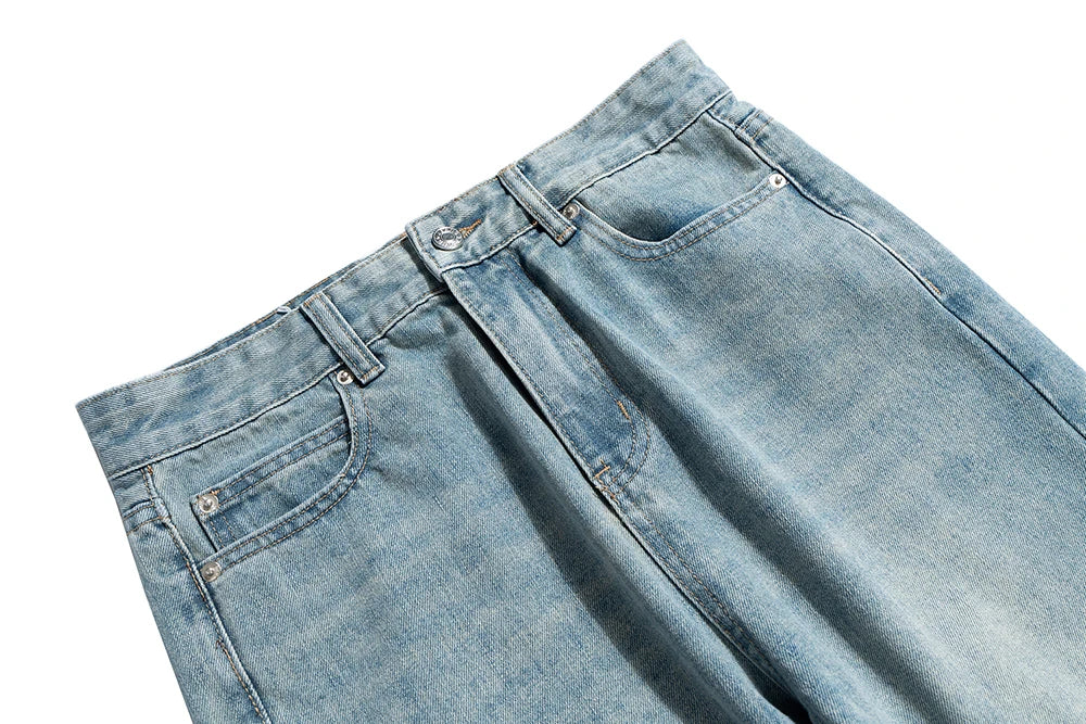 vintage washed blue solid boot cut for men and women straight baggy denim trousers ropa hombre loose casual flare jeans pants unique jeans style 2184
