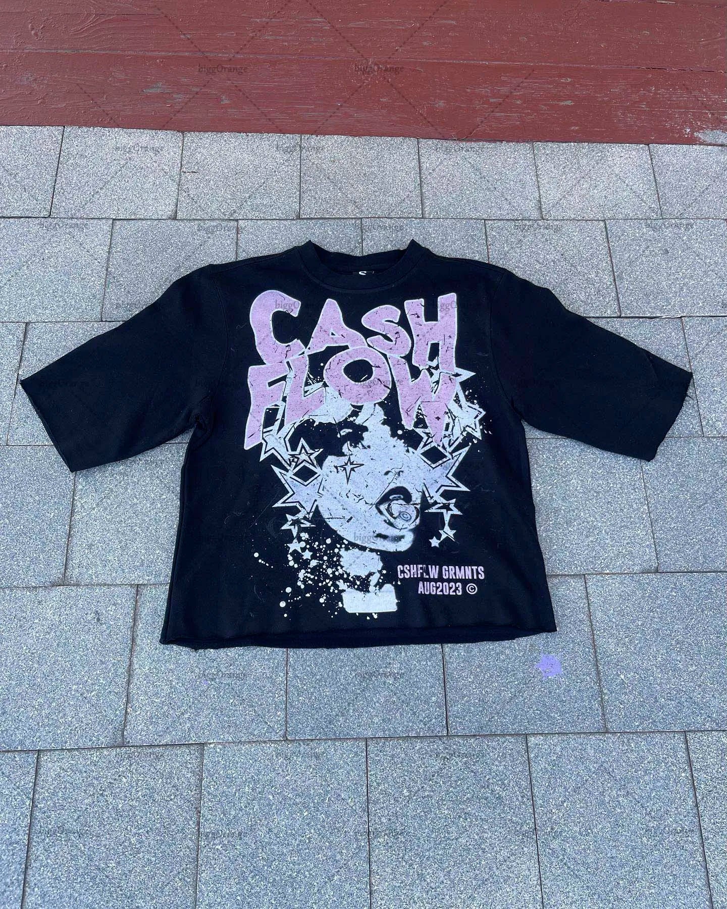 Y2K American high street clothing printed oversized T-shirt men's 2023 new loose casual versatile round neck T-shirt men's Street King Limited