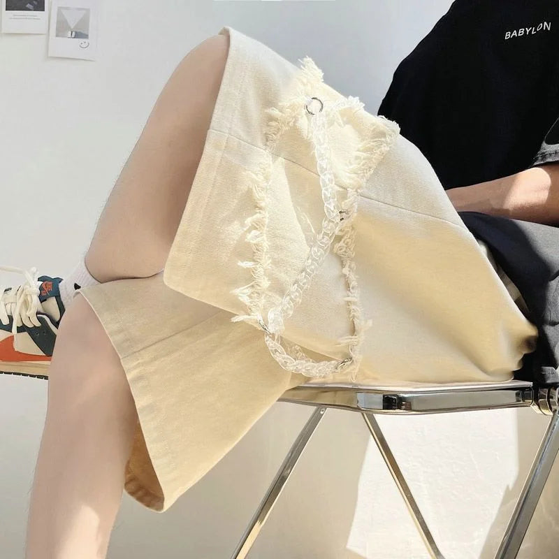 summer men suede straight shorts 2024 new y2k streetwear design drawstring bermudas hombre vintage baggy basketball shorts techwear shorts