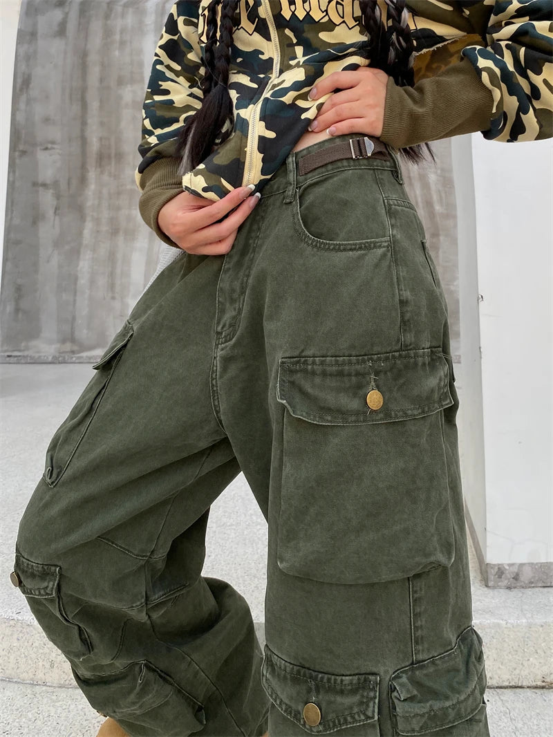 unisex hip hop pants retro cargo pant streetwear multi pockets zipper harajuku joggers new casual loose straight baggy trousers unique joggers style 1061