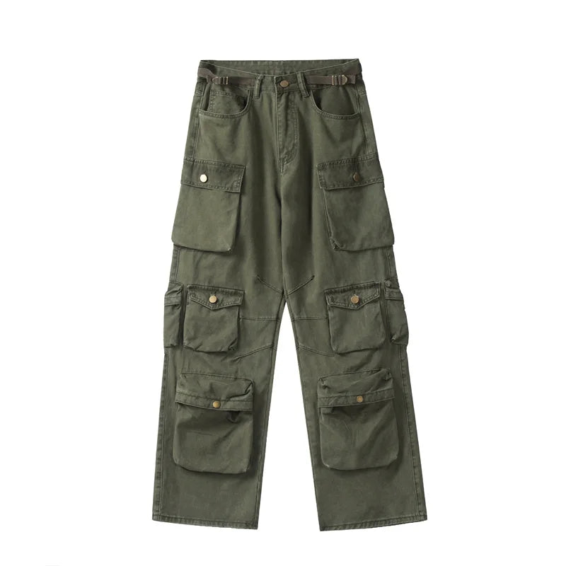 unisex hip hop pants retro cargo pant streetwear multi pockets zipper harajuku joggers new casual loose straight baggy trousers unique joggers style 1048