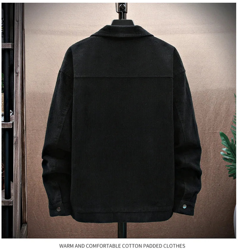 Streetwear Spring Appliques Long Sleeve Corduroy Shirts For Men Button Patchwork 2025 Spring Appliques Long Sleeve Corduroy Shirts For Men Button Patchwork Turn Down Collar Cargo Shirt Korean Fashion Jackets Fashion Sweater Jacket With Graphic Design For Men