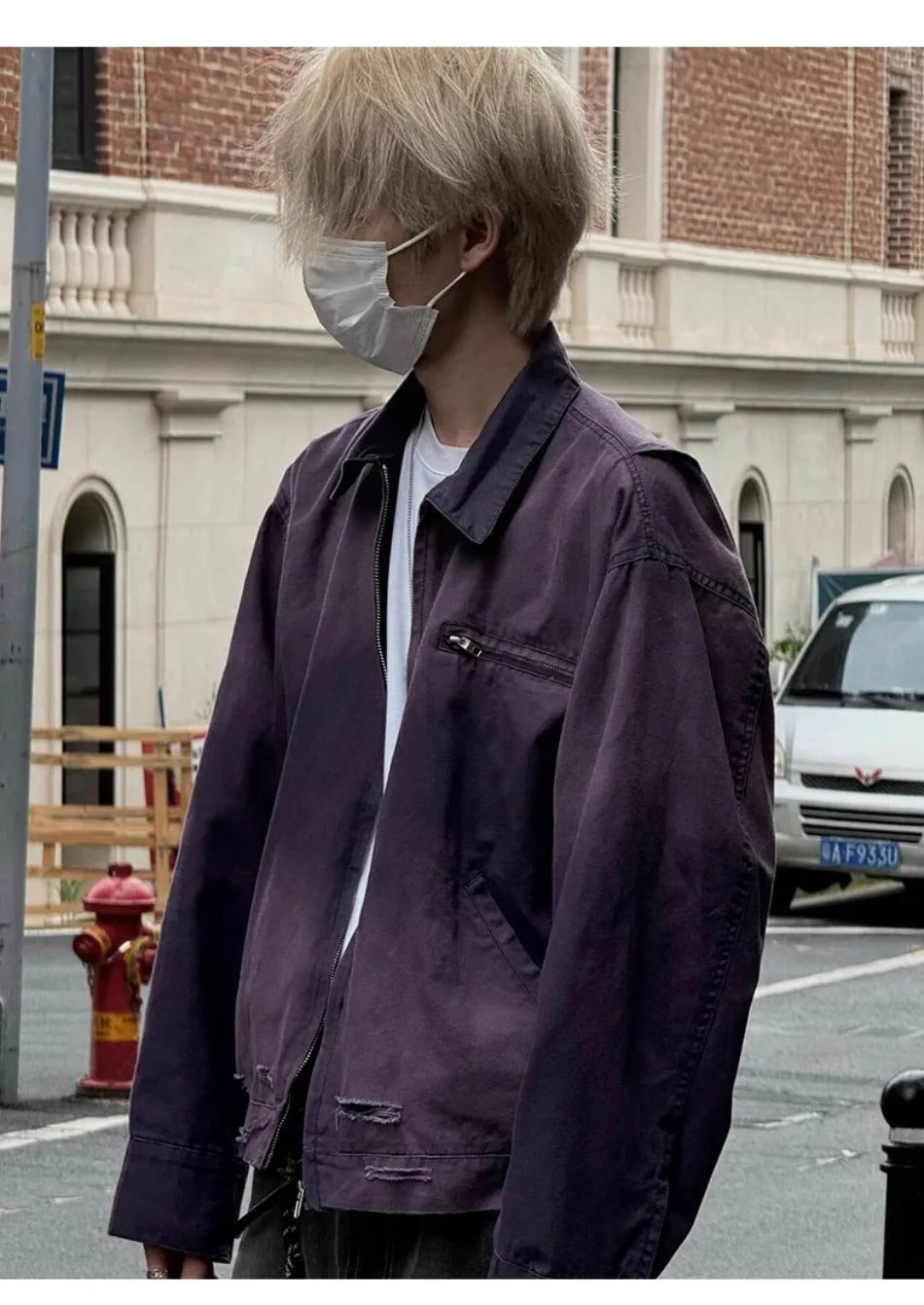 y2k hip hop gradient jacket mens tooling canvas high street lapel short coats washed retro motorcycle outwear trend 2024 new unique shorts style 3782