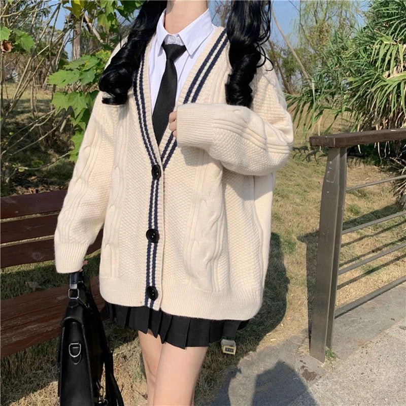 Sweaters Women Knitting Cardigans Casual Autumn Winter V-Neck Long Sleeve Daily Solid Mujer Clothes Single Breasted College Street King Limited