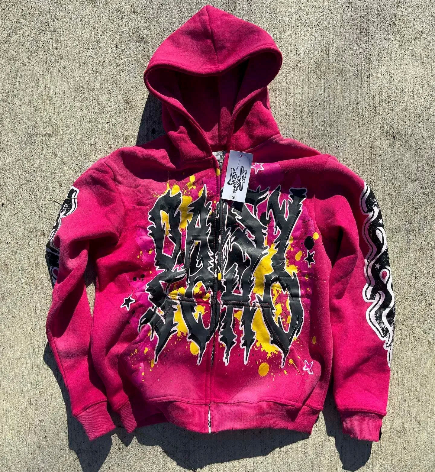 Fashion Trendy Color Letter Printed Oversize Hoodie Men's Y2K Spring and Autumn Retro Loose Pullover Sweatshirt Women's Street King Limited