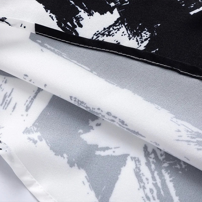 Men Hawaiian Short Sleeve Shirts Graffiti Print Thin Street Loose Blouse Summer Beach Casual Holiday Tops Y2K Korean Shirt Street King Limited