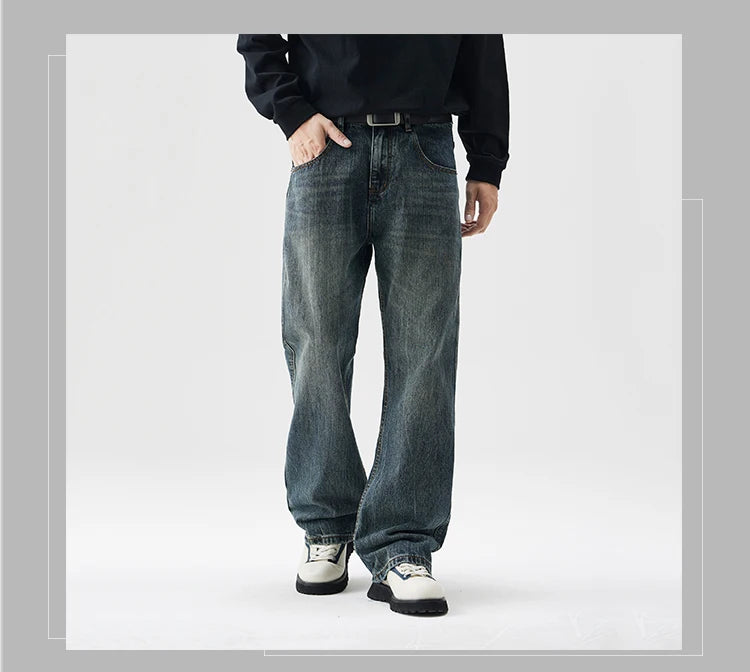 mens plus size retro fashion streetwear loose casual micro flared denim pants jeans cityboy jeans trousers 28 40 unique jeans style 2596