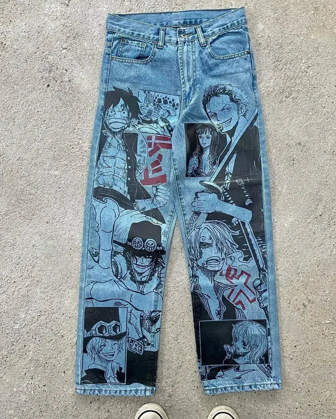 harajuku sunny sexy girl anime print baggy jeans new style wide leg trouser y2k popular streetwear men women high waist pants unique jeans style 4193