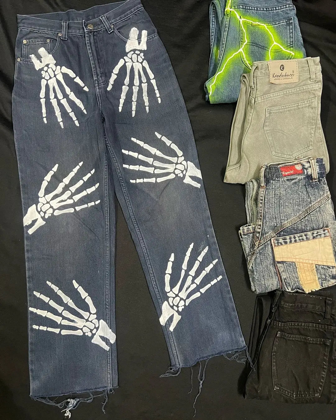 hip hop casual green lightning pattern mens pants sweatpants y2k men jeans street straight harajuku streetwear men clothing sporty tapered joggers