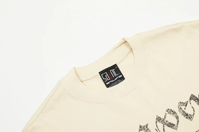 SAINT T-shirts Men Woman New Rose Portrait Printing O-Neck Short Sleeve Summer Loose Lovers Top Tees Street King Limited
