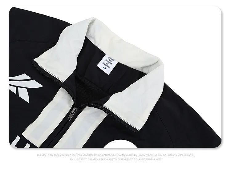 zipper jacket stand collar relaxed fit trousers