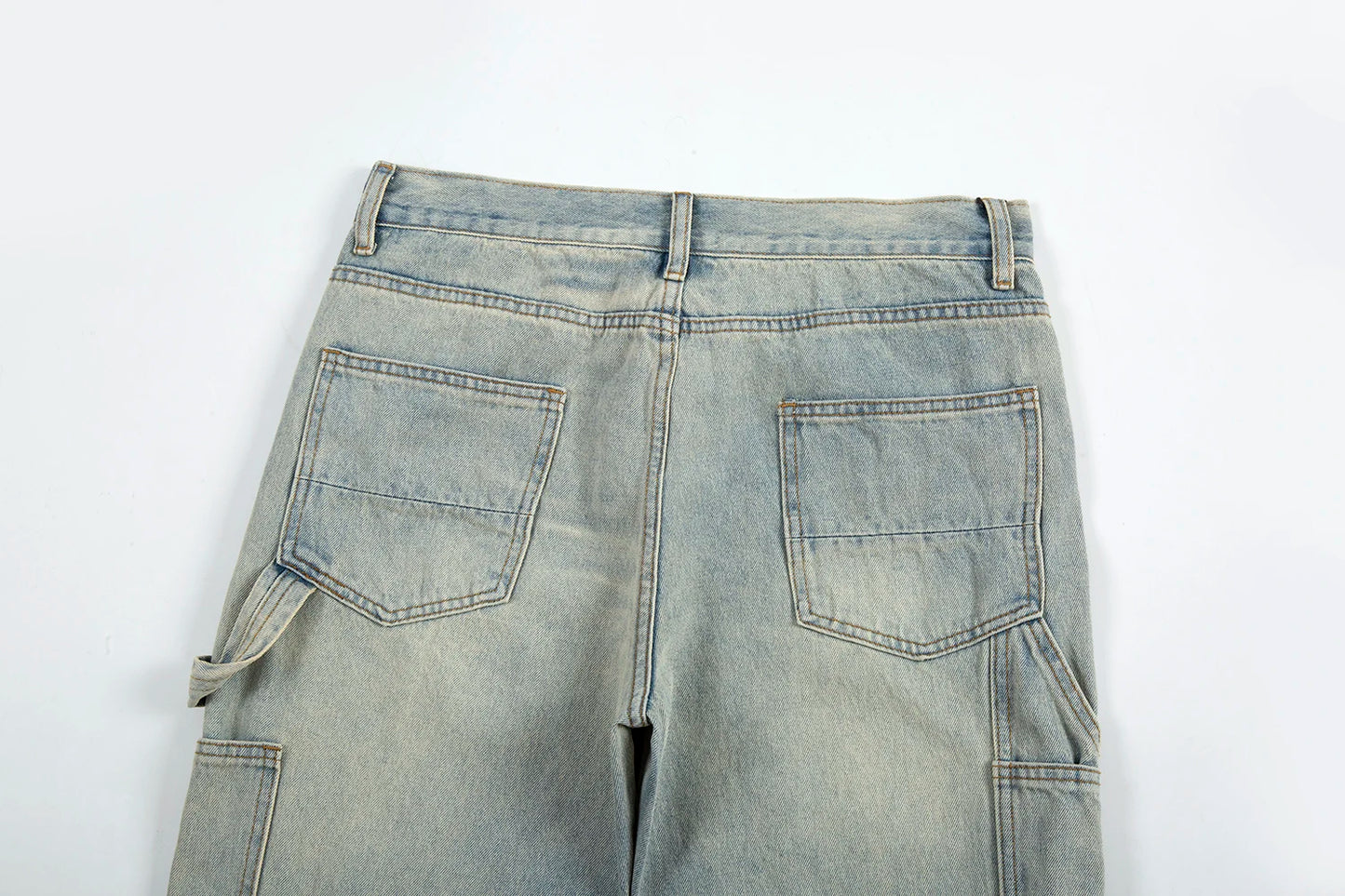 y2k side buckle washed cleanfit baggy pencil jeansfor men streetwear vibe style pantalones hombre loose casual denim trousers unique jeans style 1466