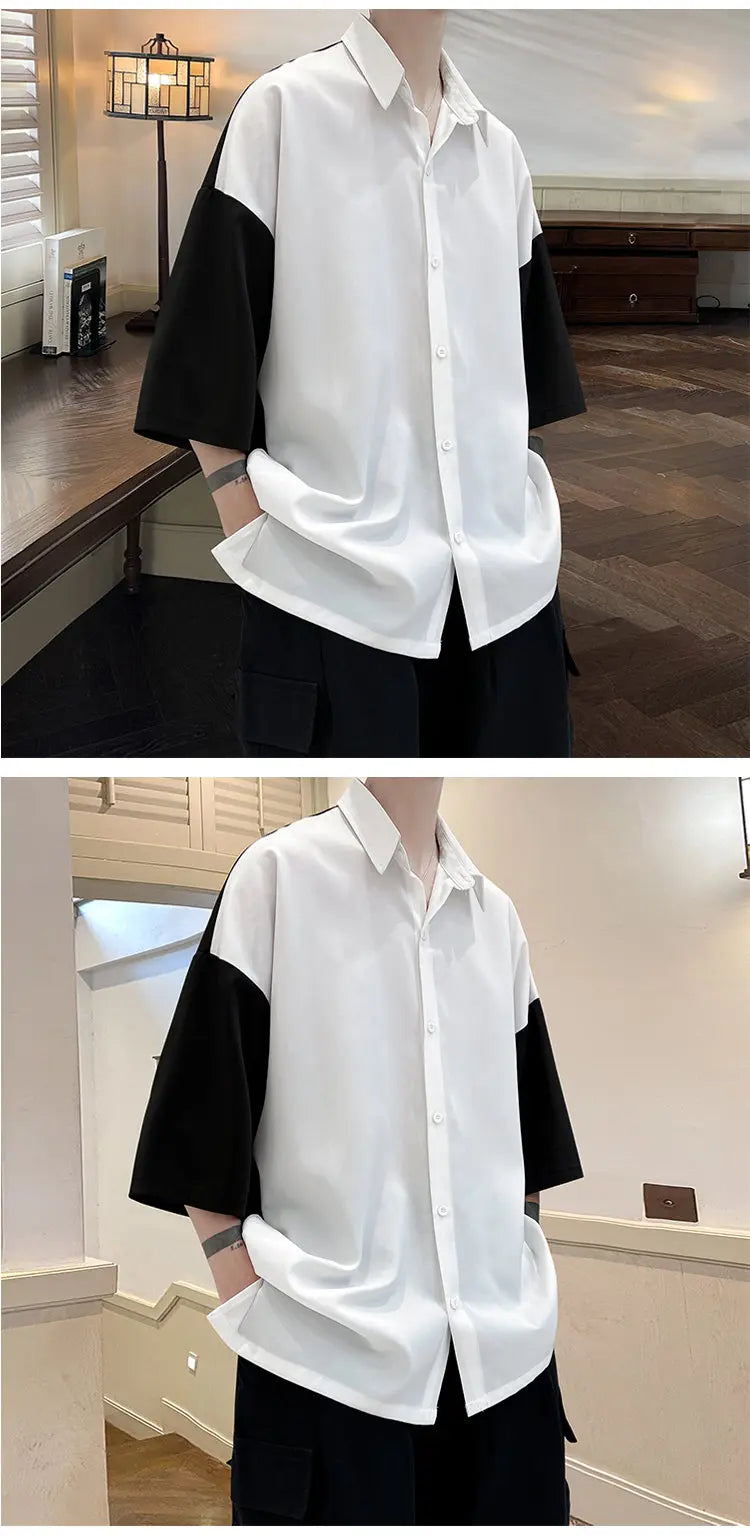 Summer Short Sleeve Shirt Men Fashion Oversized Ice Silk Shirt Men Streetwear Loose Dress Shirts Mens Hawaiian Shirt M-3XL Street King Limited