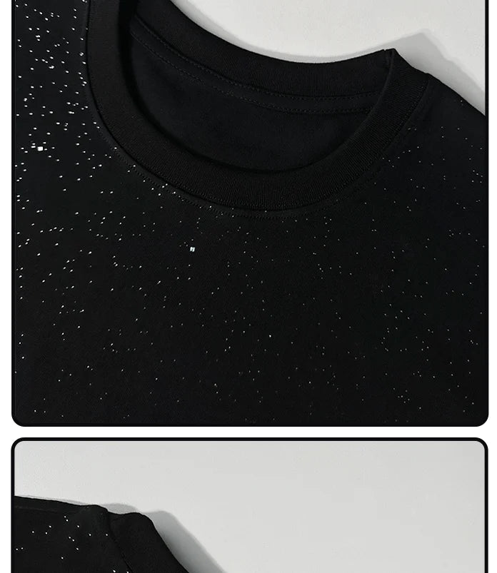 Summer cotton loose round neck starry sky short sleeved men and women American street trend personalized printed T-shirt top Street King Limited