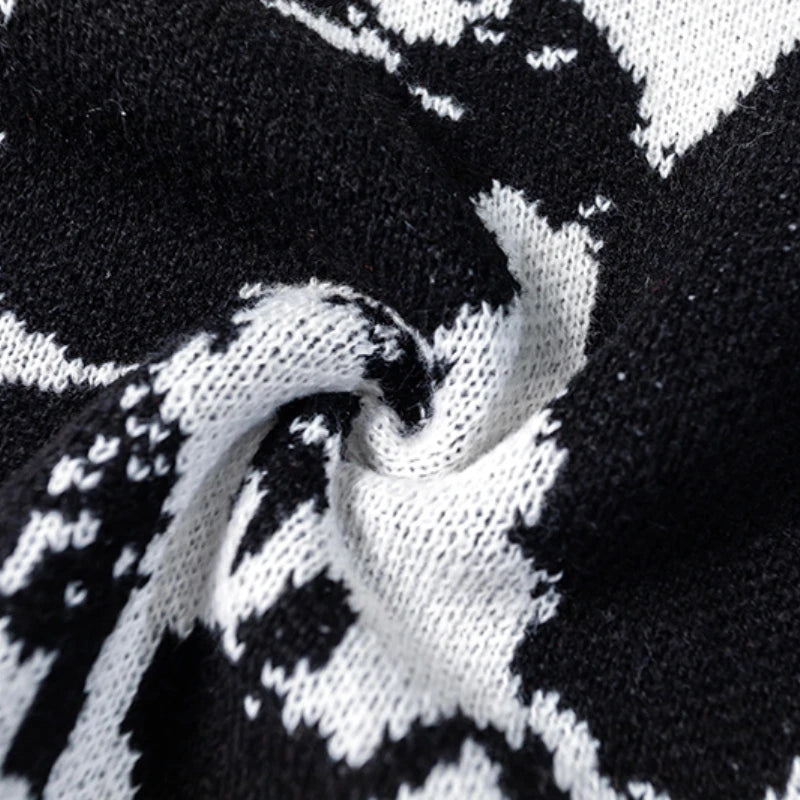 Hip Hop Punk Knitted Oversized Sweater Mens Autumn Winter O-neck Long Sleeve Pullover Streetwear Unisex Loose Sweaters Clothing Street King Limited