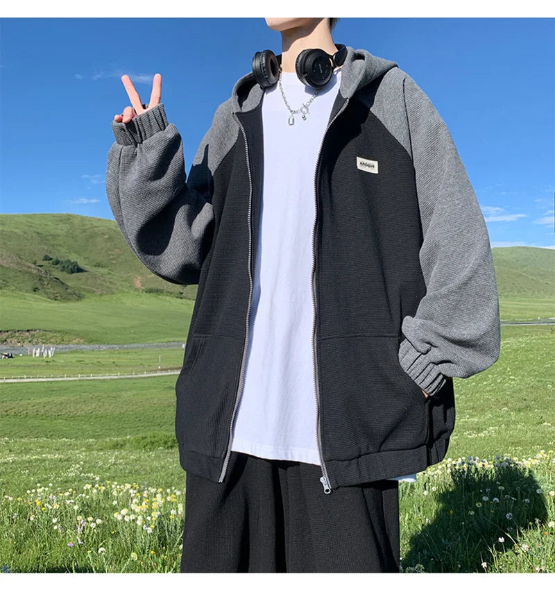 Oversized Flame Graphic Hoodie for Men