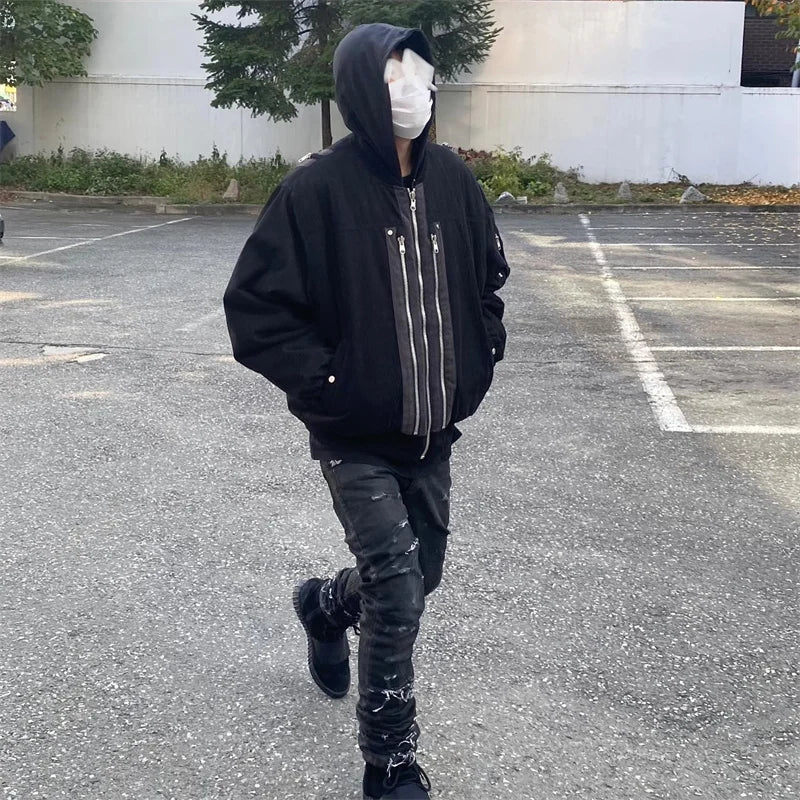 undermycar 2023 deconstructed multi zipper autumn winter flight jacket unique default style 3819