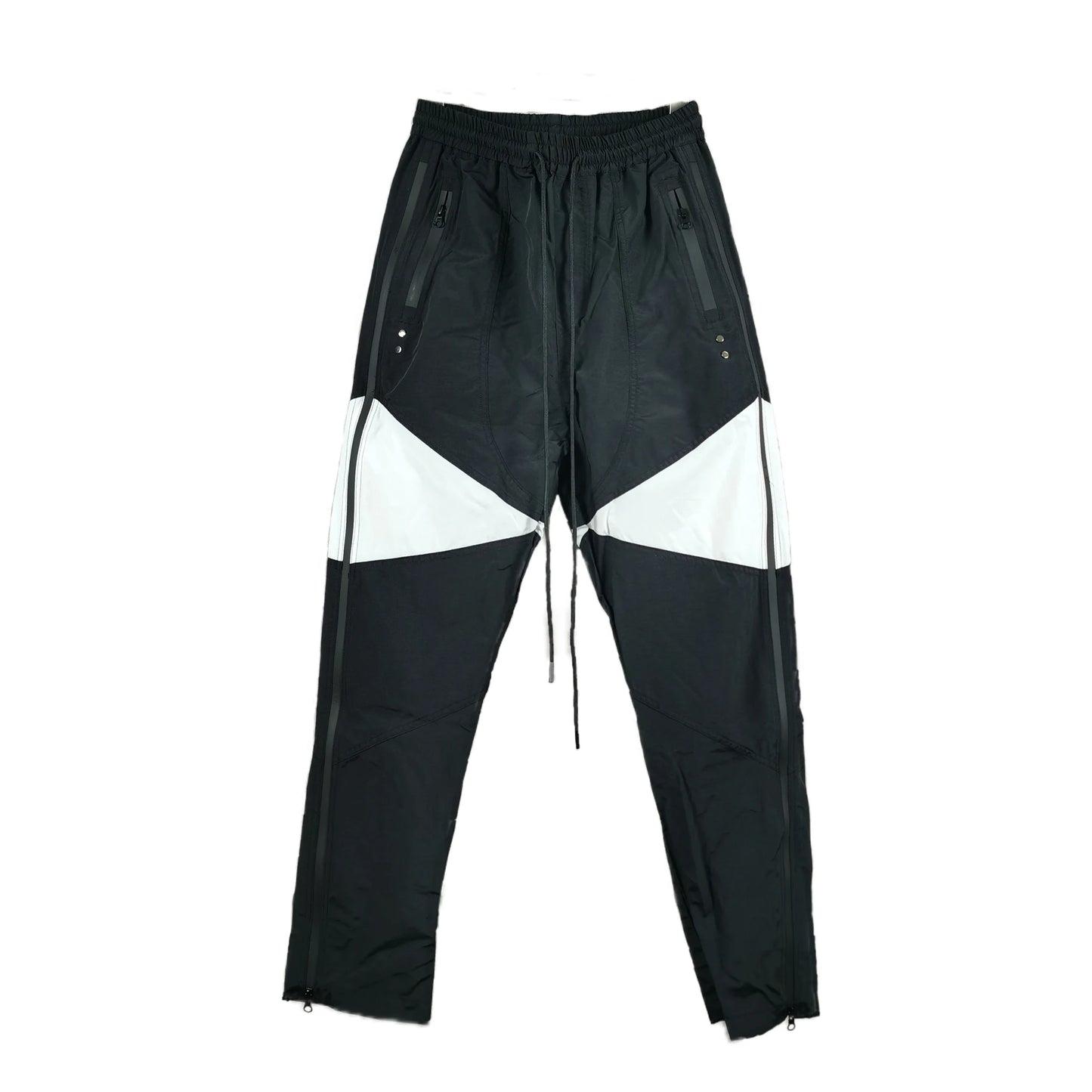 three dimensional adhesive zipper splicing functional patchwork cargo trousers mens high street vibe thin nylon cargo pants multi-pocket cargos