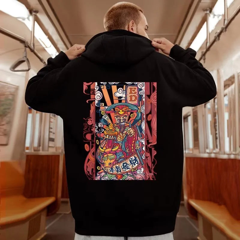 Men's Funny The God Of Wealth Graphic Hoodies 2025 Autumn Hip Hop Print Sweatshirts Hombre Y2K Streetwear Pullovers Hoodie Street King Limited