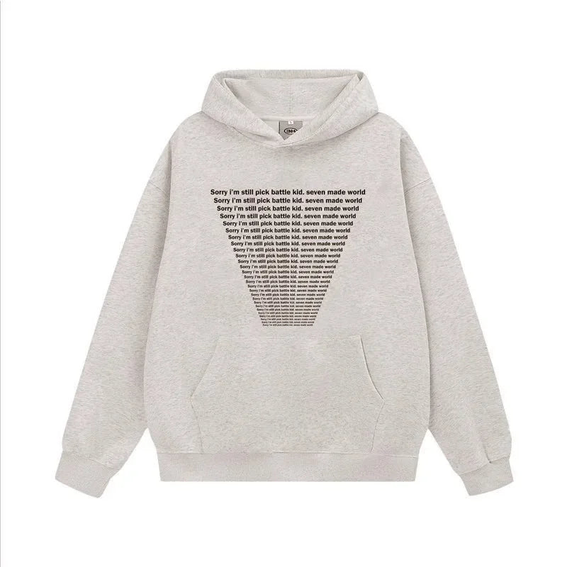 Oversized Flame Graphic Hoodie for Men