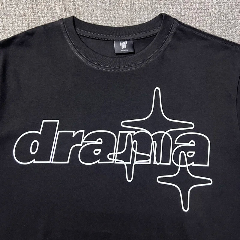 2024ss Drama Call T-shirt Men Women 1:1 High Quality Stars Letter Print Fashion Street Lovers Casual Tops Tee Street King Limited