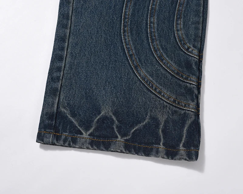mens retro washed denim jeans loose straight pants 2023 new fashion streetwear trousers hip hop casual zipper jean pants joggers unique joggers style 1491