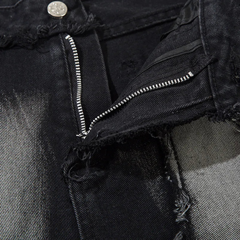 Men Baggy Jeans Spliced Washed Raw Edge Design Denim Pants Y2K Fashion Harajuku Goth Streetwear Wide Leg Trousers Unisex Street King Limited