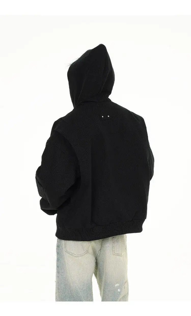 spring autumn hood bomber jacket men streetwear fashion loose casual hooded short cargo jacket cityboy coat outerwear unique cargo style 247