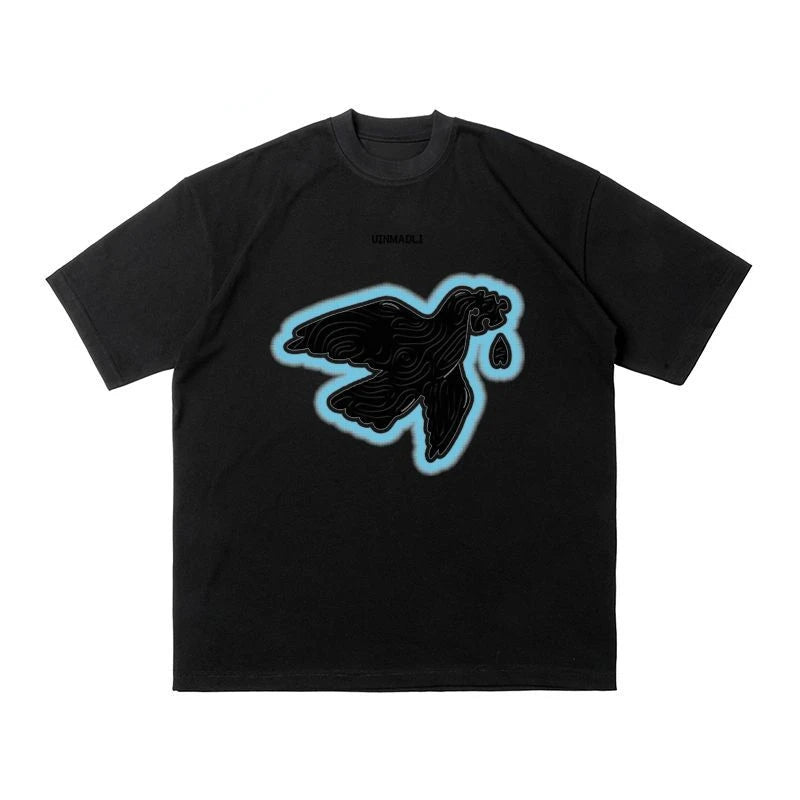 Trendy Korean Short-sleeved T-shirt for Men, Retro Street Y2K Summer Print Design, Loose Couple Round Neck Half-sleeved Top Street King Limited