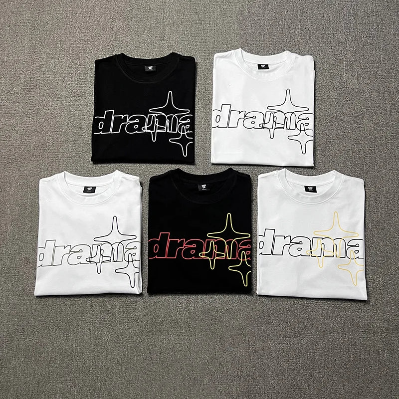 2024ss Drama Call T-shirt Men Women 1:1 High Quality Stars Letter Print Fashion Street Lovers Casual Tops Tee Street King Limited