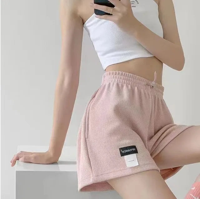 Women's Shorts 2023 Summer High Waisted Sports Shorts Loose Bottoms Female Casual Elastic Waist Hot Pants Solid Color Homewear Street King Limited