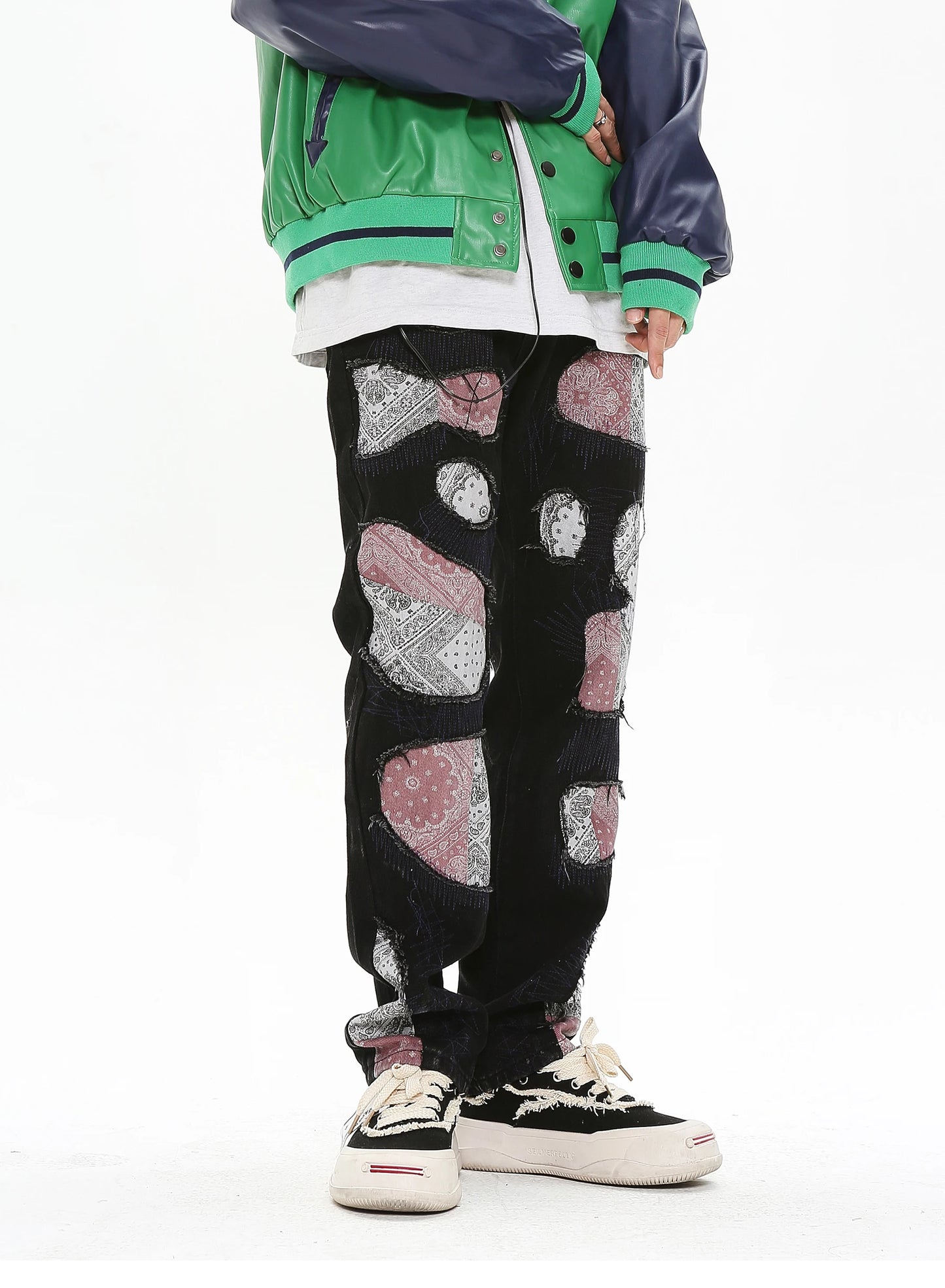 patchwork harajuku denim jeans mens zipper jeans hip hop fashion streetwear new casual straight joggers pants jeans for men unique joggers style 1457