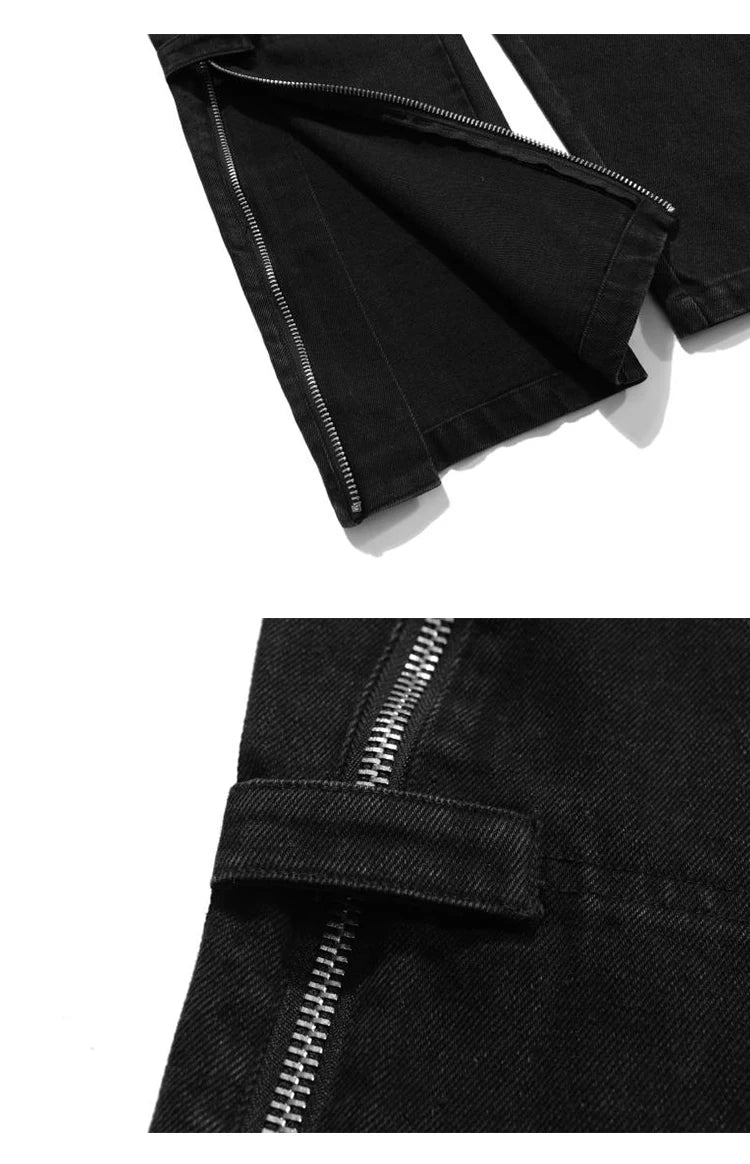 fashion denim straight pants hip hop jeans with zipper streetwear trousers new summer casual joggers men designer jeans for men unique joggers style 152