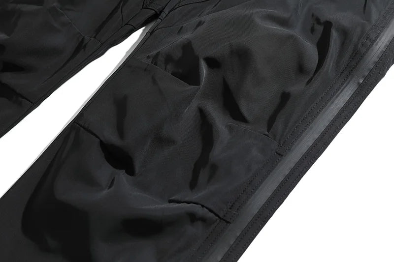 Vibe Style Nylon Rubber Pressing Joggers Men's Urban Streetwear Fashionable Adjustable Zipper Up Functional Cargo Trousers Street King Limited