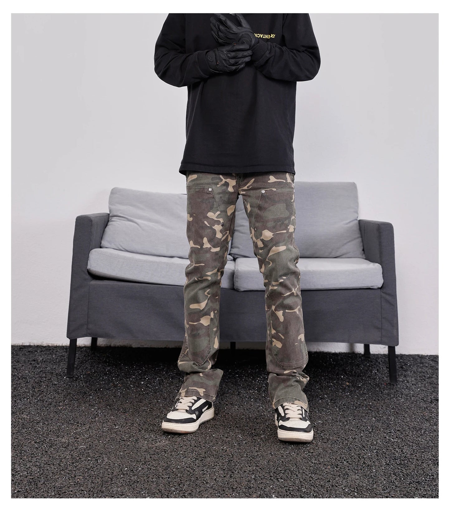 mens hip hop streetwear denim pants fashion camouflage pants 2023 harajuku cotton zipper joggers slim fit jeans trousers pants unique joggers style 1717