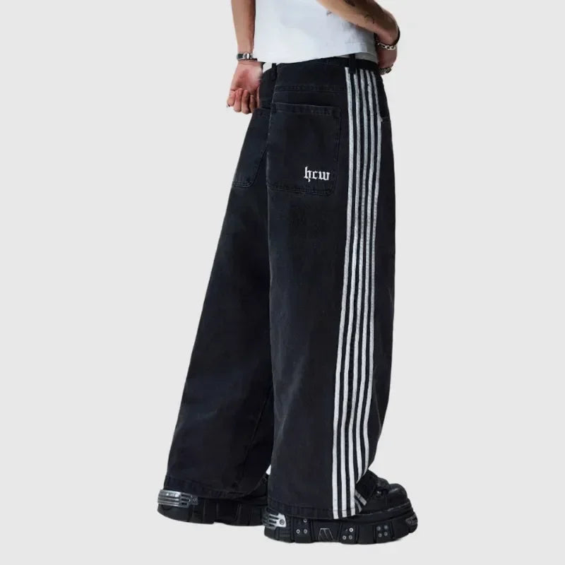 harajuku y2k baggy jeans high quality embroidered striped sweatpants baggy jeans women streetwear casual wide leg denim pants unique joggers style 3748