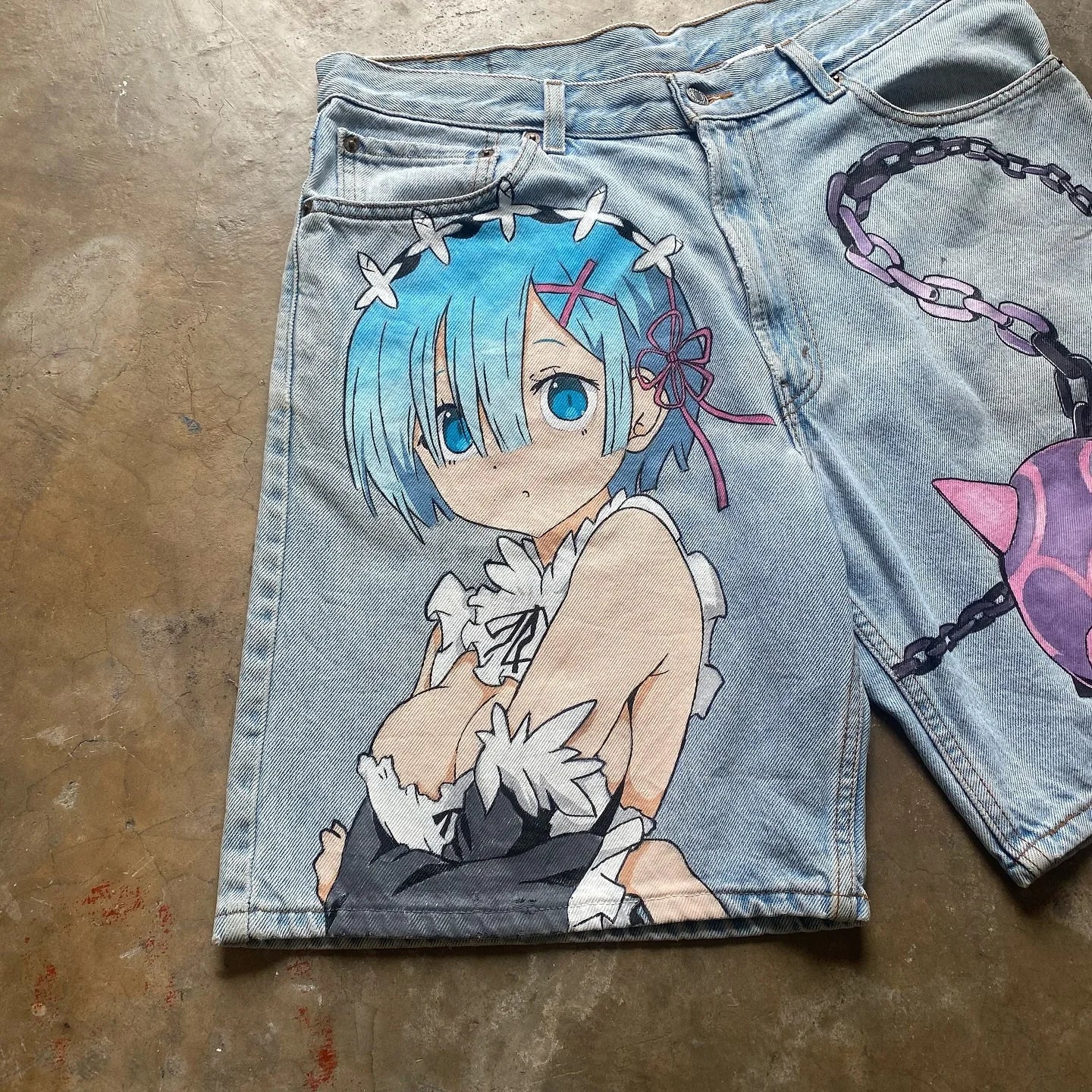 popular casual rem print sweatpants fashion y2k baggy jeans wide leg denim shorts pants harajuku streetwear trouser men clothing sporty tapered joggers