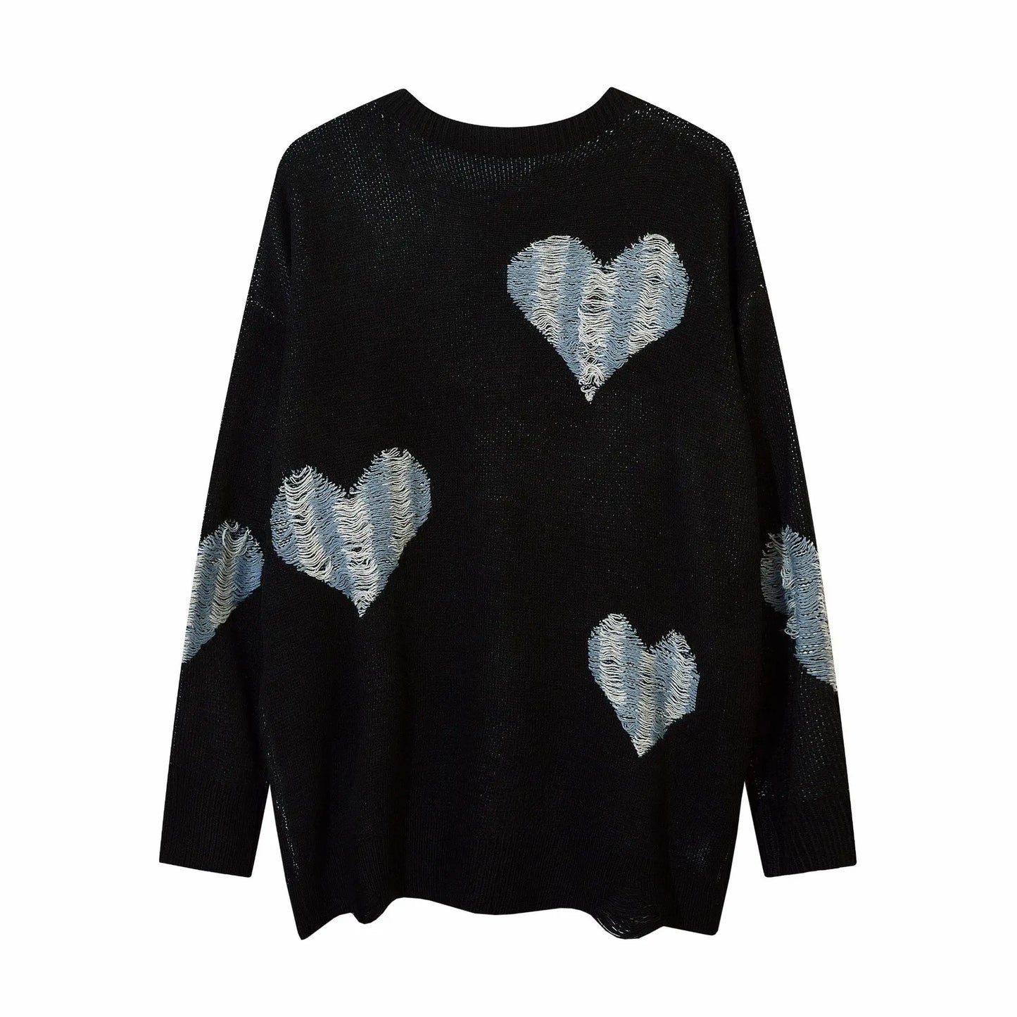2023 Vintage Sweater Ripped Distressed Heart Graphic Knitted Jumpers Men Streetwear Harajuku Oversized Sweaters Y2K Pullover Street King Limited