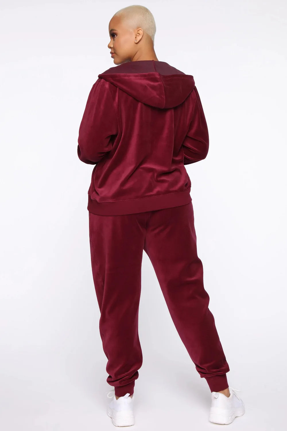 Women's Velvet Hooded Zipper Sweater Elastic Waist Trousers Two-piece Set Fashion Personality Trend Clothing Two-piece Slim Suit Street King Limited
