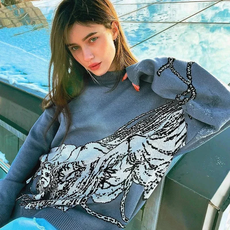 Traf-2024 women's sweater zssiibo official website autumn new y2k fashion trend couple pullover women's clothing sales Street King Limited