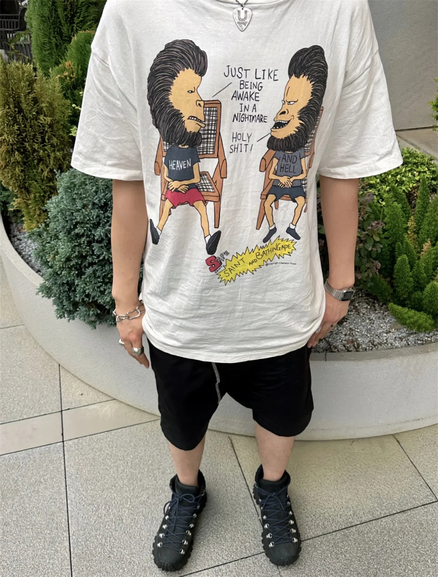 Summer 24ss Cartoon print casual loose round neck pullover short sleeved T-shirt Tops For Men Street King Limited