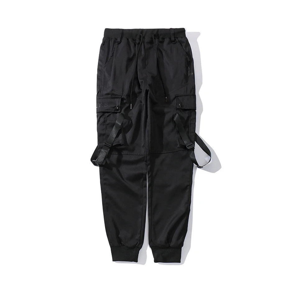 US Size Streetwear Sweatpants Men Jogger Ribbon Pocket Elastic Waist 2022 Fashion Hip Hop Mens Joggers Cargo Black Pants HZ155 Street King Limited