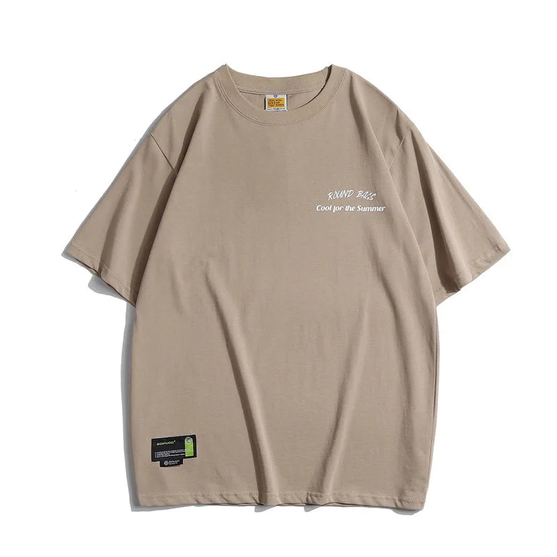 Japanese Vintage Spring New 320g Short-Sleeved T-Shirt Men's Casual Printed Half-Sleeved Bottoming Top Street King Limited