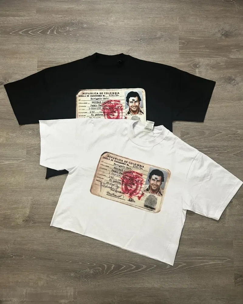 Summer Streetwear Portrait Pattern Print Oversized T-Shirt Men's Gothic Casual Versatile Loose Short Sleeve Top Couple Style Street King Limited