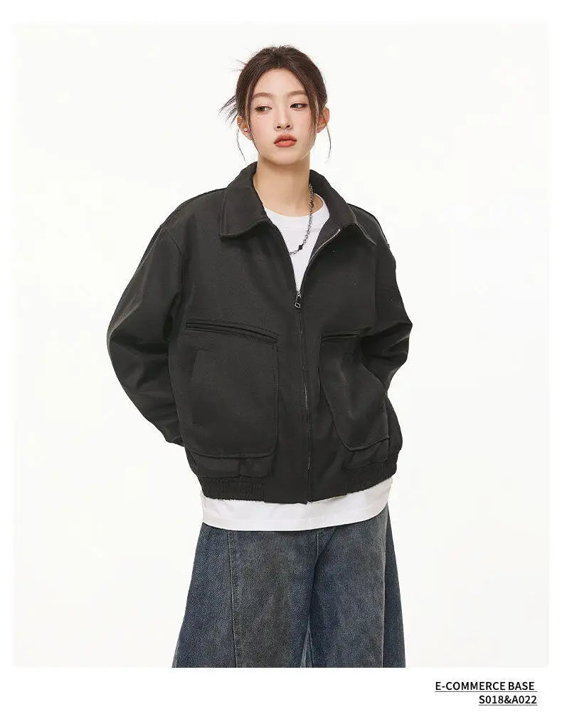 spring retro fashion bomber jacket men loose casual korean streetwear vintage short cargo jacket women autumn coat outerwear unique cargo style 393