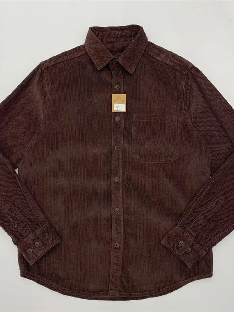 Streetwear Autumn American Casual Corduroy Long Sleeve Shirt For Men Retro Loose Autumn American Casual Corduroy Long Sleeve Shirt For Men Retro Loose Lapel Cargo Shirts 2025 New Korean Fashion Y2K Camisas Fashion Sweater Jacket With Graphic Design For Men